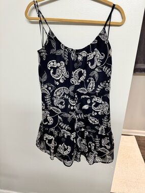 Express Blue Paisley Spaghetti-Strap Romper